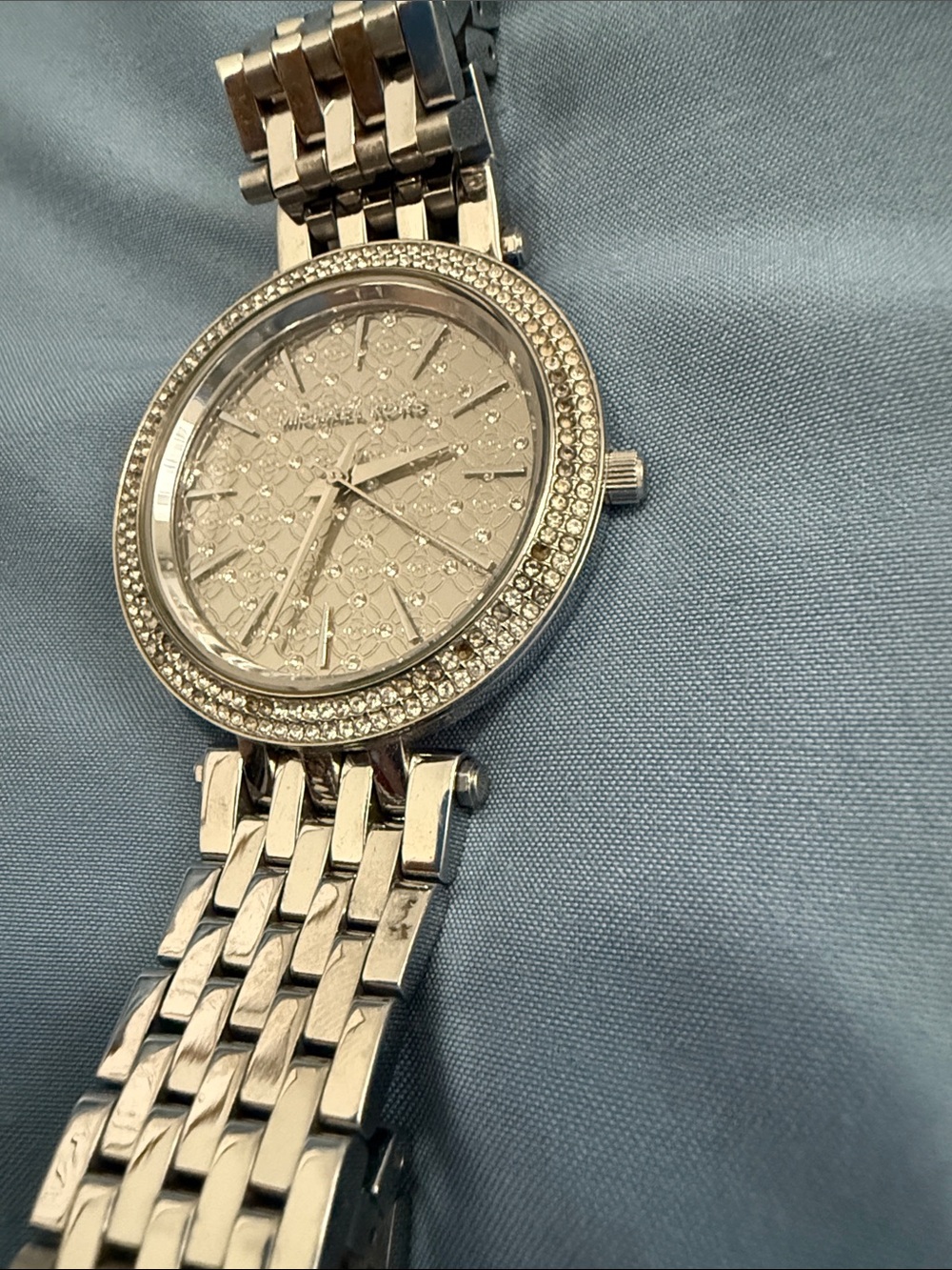 Michael Kors Silver Crystal-Trim Women's Bracelet Watch